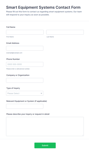 Smart Equipment Systems Contact Form Template