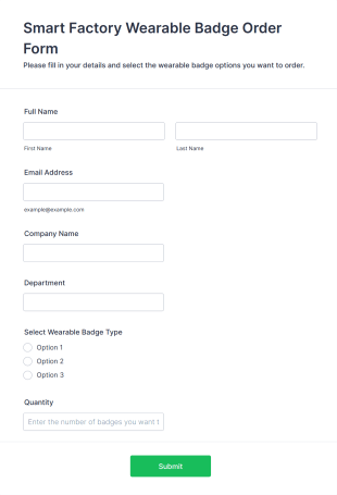 Smart Factory Wearable Badge Order Form Form Template