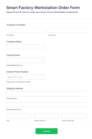Smart Factory Workstation Order Form Template