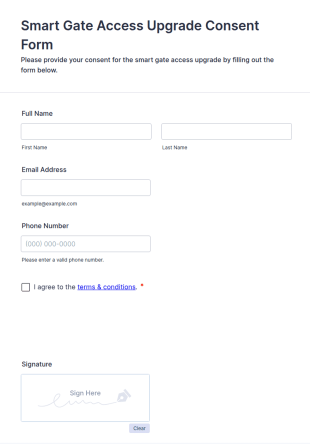 Smart Gate Access Upgrade Consent Form Template