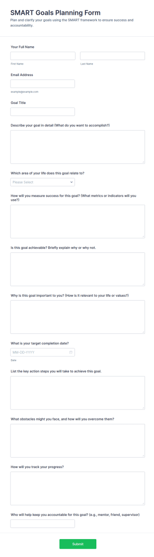 SMART Goals Planning Form Template