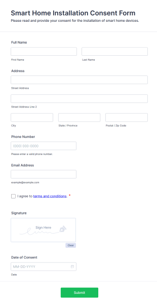 Smart Home Installation Consent Form Template