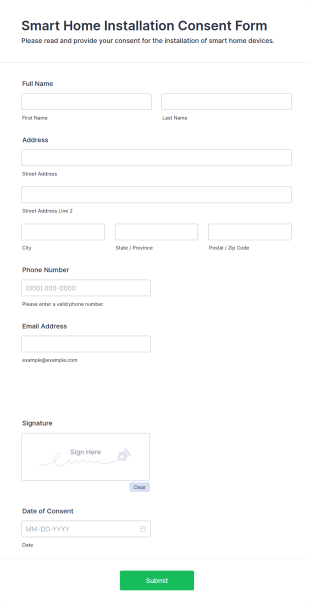 Smart Home Installation Consent Form Template