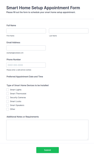 Smart Home Setup Appointment Form Template