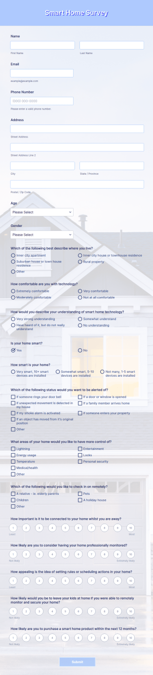 Smart Home Survey Form Template