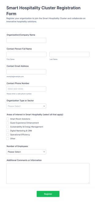 Smart Hospitality Cluster Registration Form Template