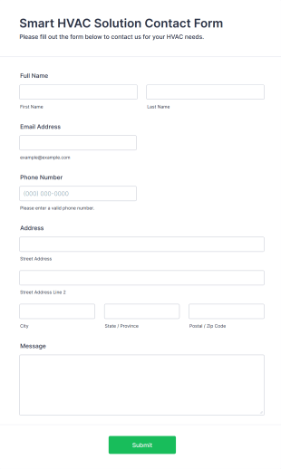 Smart HVAC Solution Contact Form Template