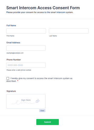 Smart Intercom Access Consent Form Template
