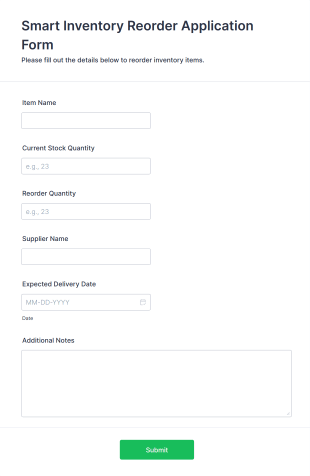 Smart Inventory Reorder Application Form Form Template