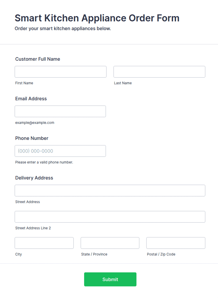 Smart Kitchen Appliance Order Form Template | Jotform