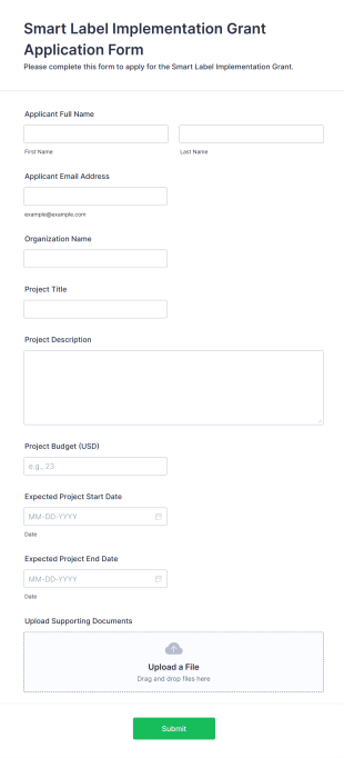 Smart Label Implementation Grant Application Form Template