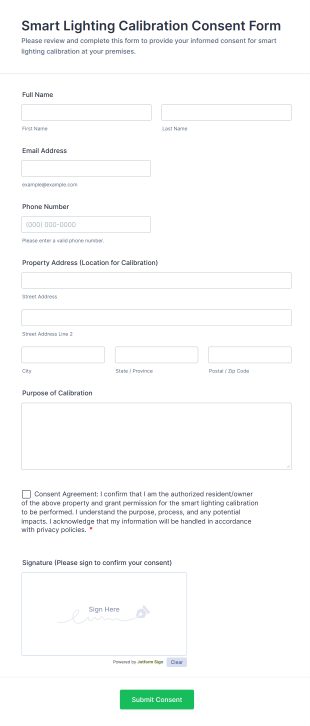 Smart Lighting Calibration Consent Form Template