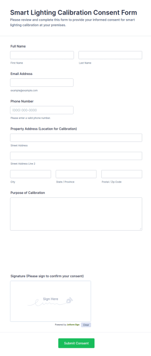 Smart Lighting Calibration Consent Form Template
