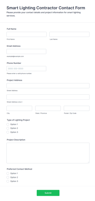 Smart Lighting Contractor Contact Form Template