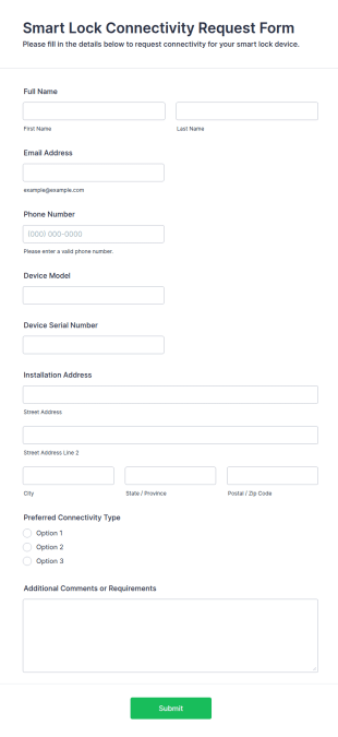Smart Lock Connectivity Request Form Template