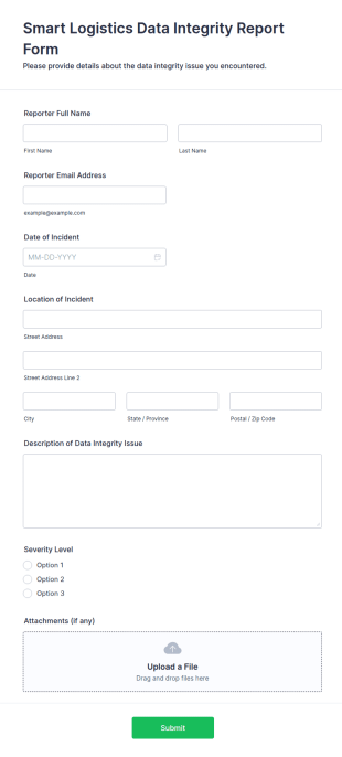 Smart Logistics Data Integrity Report Form Template