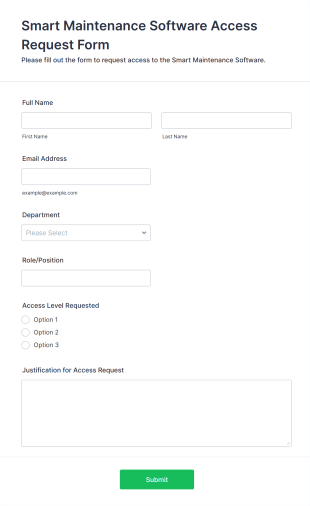 Smart Maintenance Software Access Request Form Template