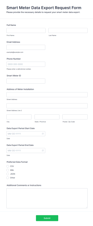 Smart Meter Data Export Request Form Form Template