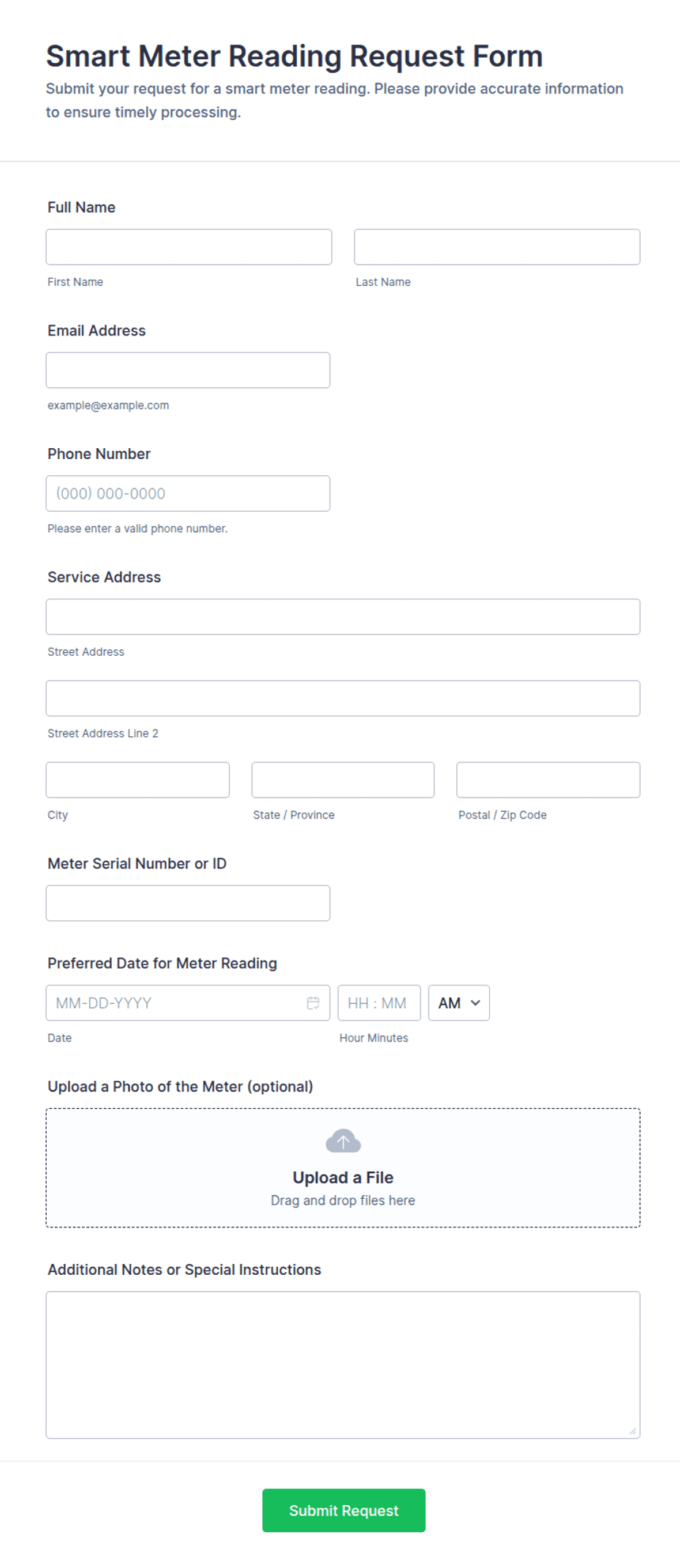 Smart Meter Reading Request Form Template | Jotform