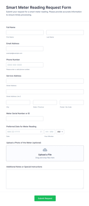 Smart Meter Reading Request Form Template