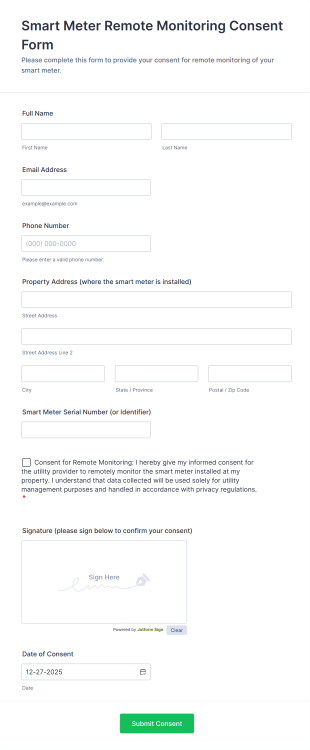 Smart Meter Remote Monitoring Consent Form Template