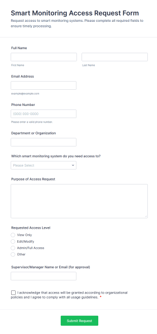 Smart Monitoring Access Request Form Template