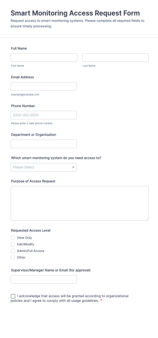 Smart Monitoring Access Request Form Template