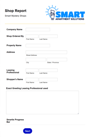 Smart Mystery Shop Report Form Template