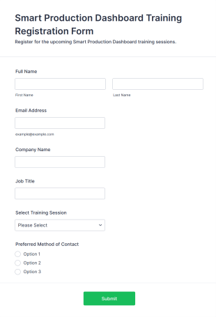 Smart Production Dashboard Training Registration Form Template