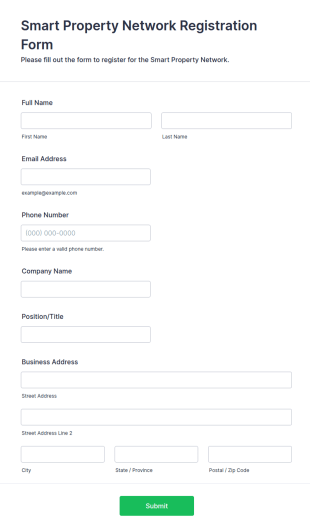 Smart Property Network Registration Form Template