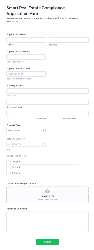 Smart Real Estate Compliance Application Form Template