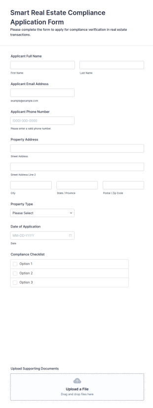 Smart Real Estate Compliance Application Form Template