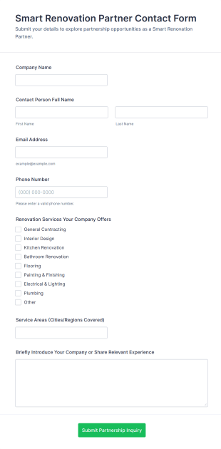 Smart Renovation Partner Contact Form Template