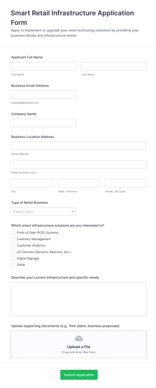 Smart Retail Infrastructure Application Form Form Template