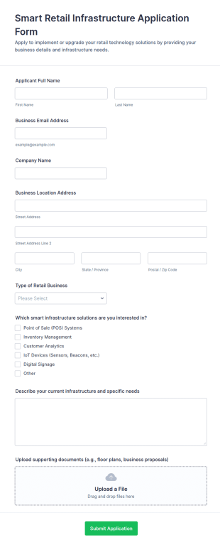 Smart Retail Infrastructure Application Form Template