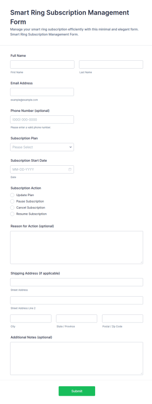Smart Ring Subscription Management Form Template