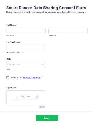 Smart Sensor Data Sharing Consent Form Template