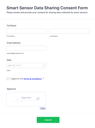 Smart Sensor Data Sharing Consent Form Form Template