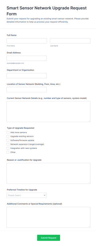 Smart Sensor Network Upgrade Request Form Template