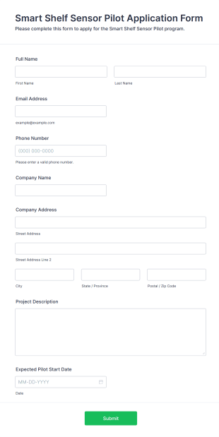 Smart Shelf Sensor Pilot Application Form Template