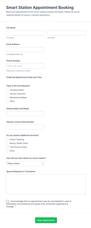 Smart Station Appointment Booking Form Template