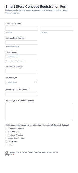 Smart Store Concept Registration Form Template