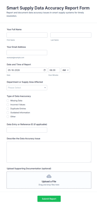 Smart Supply Data Accuracy Report Form Template