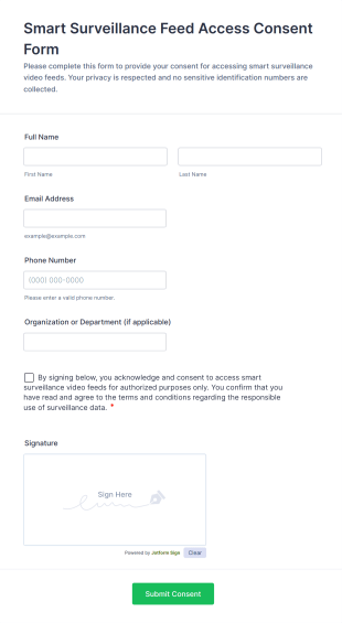 Smart Surveillance Feed Access Consent Form Template