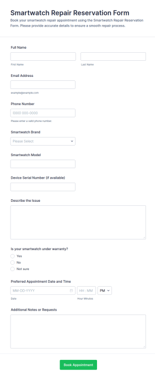 Smartwatch Repair Reservation Form Template