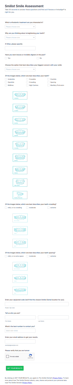 Smile Assessment Form Template