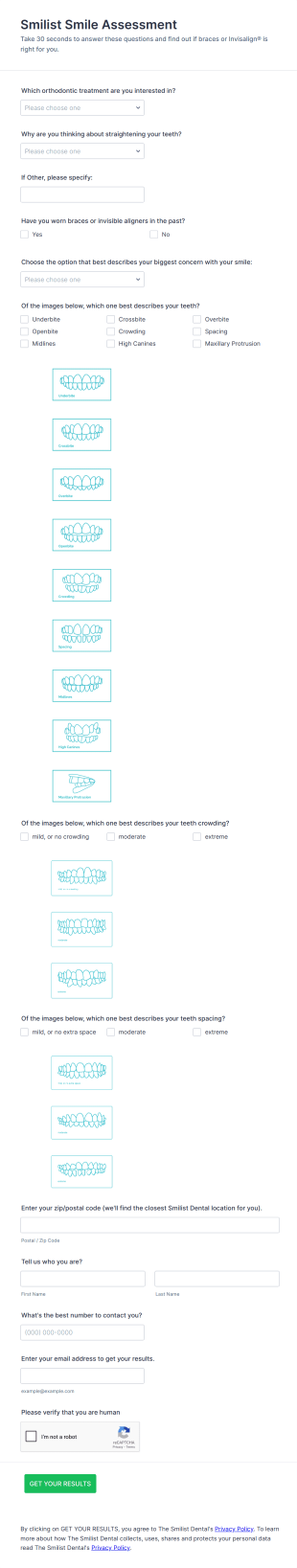Smile Assessment Form Template