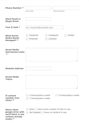 SMM Management Onboarding Form Template