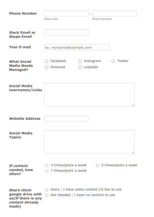 SMM Management Client Onboarding Form Template