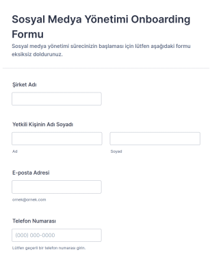 Sosyal Medya Yönetimi Müşteri Elde Etme Form Şablonu